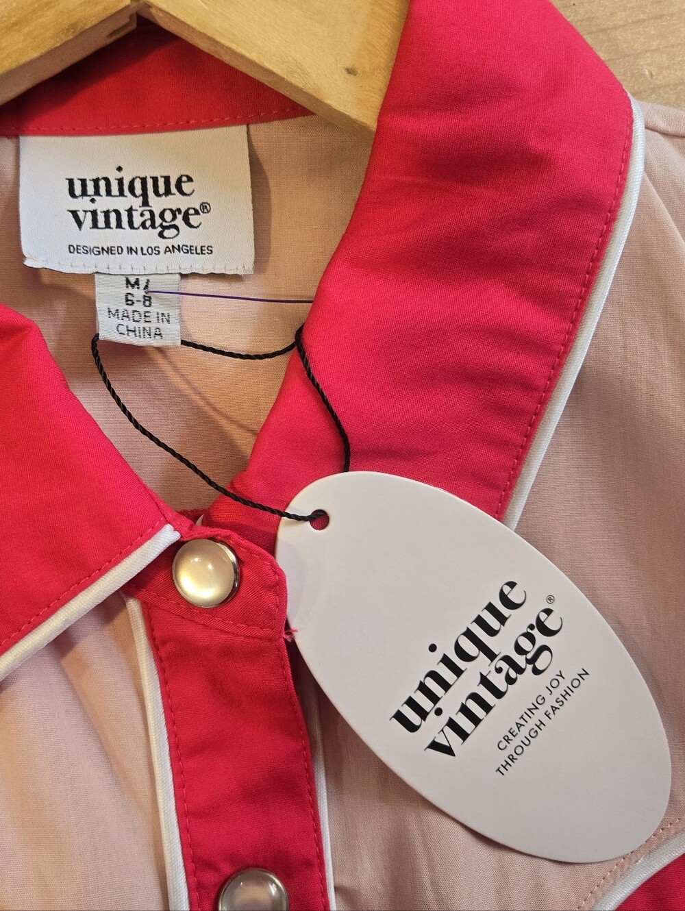 Unique Vintage Hot Pink Western Shirt Dress - Picture 7 of 7